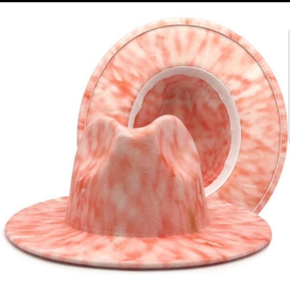 Tie Dye Orange and Cream Fedora